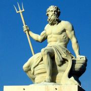 Poseidon sculpture holding a trident